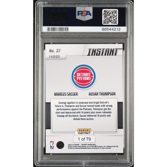 Ausar Thompson / Marcus Sasser 2023-24 Panini NBA Rookie Card 1 of 79 PSA 9 Mint - Picture 4 of 4